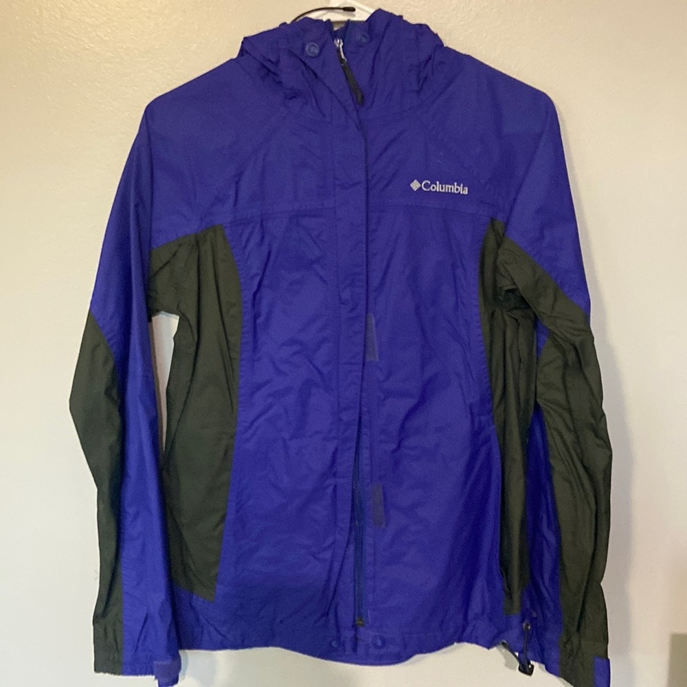 Columbia Omni Tech RainJacket Womens Sm Blue Waterproof Lightweight Hood Outdoor - Picture 1 of 17
